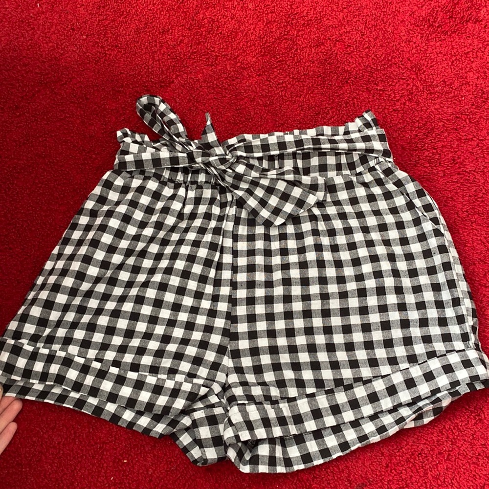 black and white gingham shorts